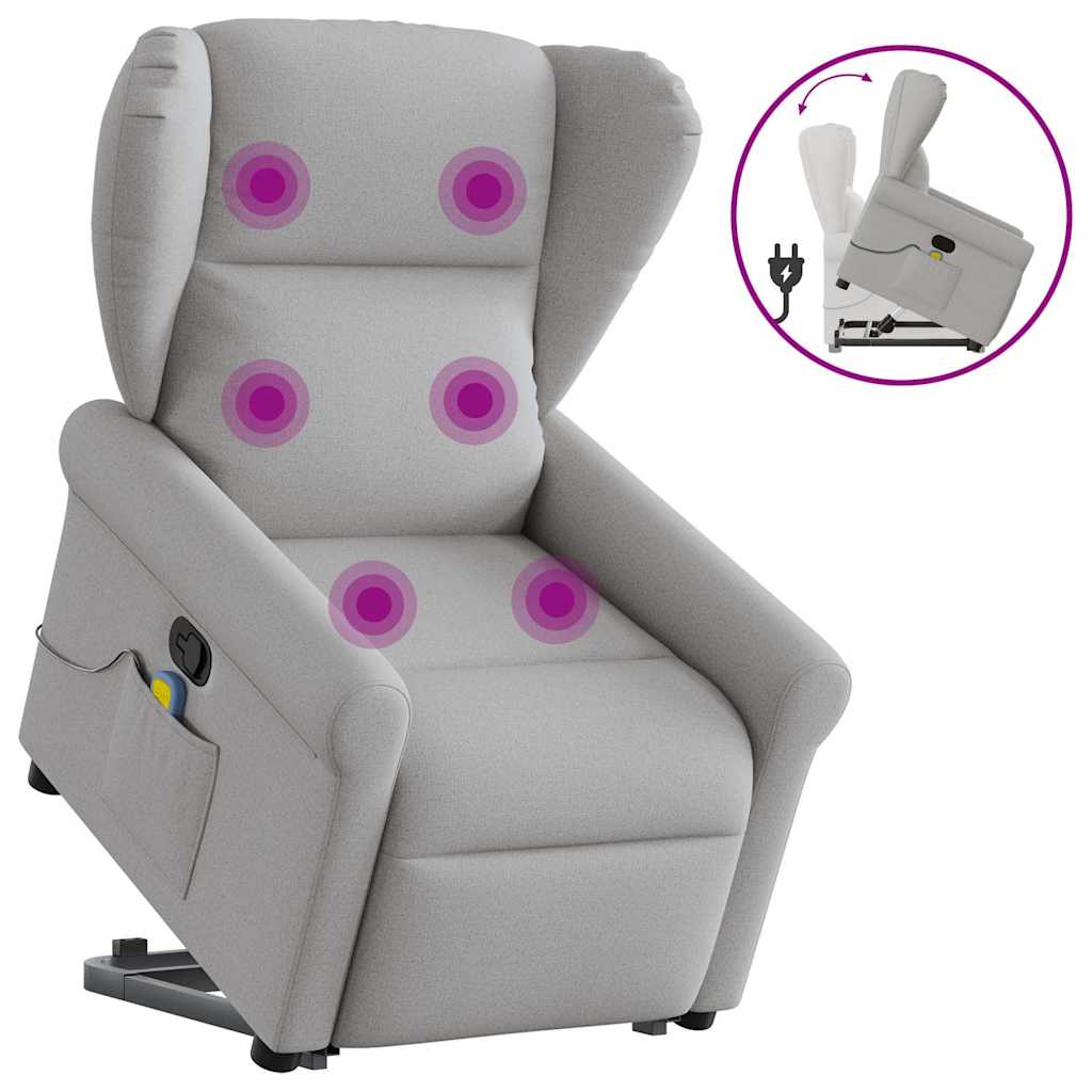 Standing massage chair, reclining, cloud gray fabric