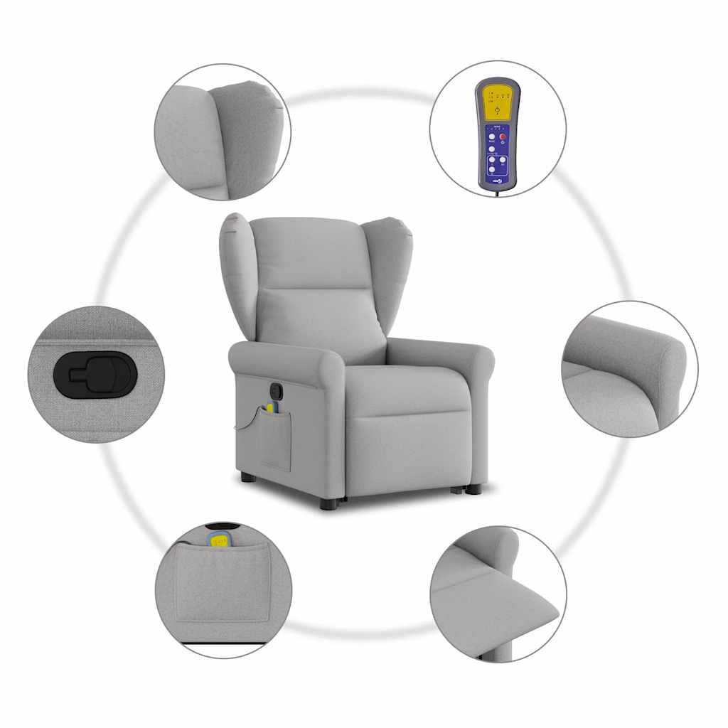 Standing massage chair, reclining, cloud gray fabric