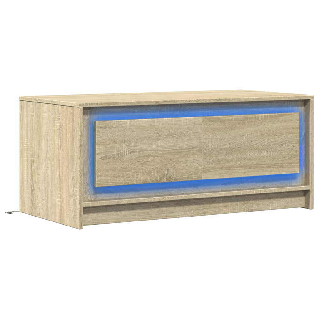 Coffee table with LED lights, sonoma oak, engineered wood