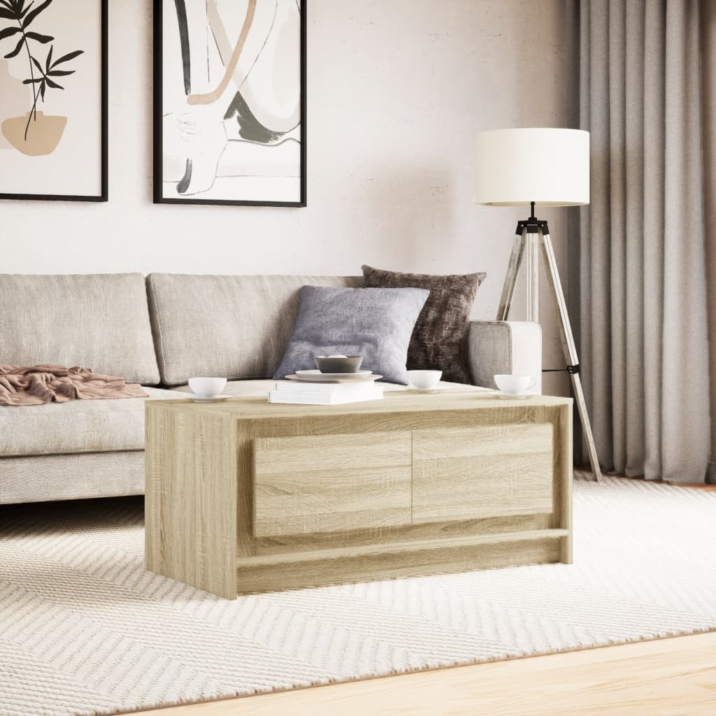 Coffee table with LED lights, sonoma oak, engineered wood