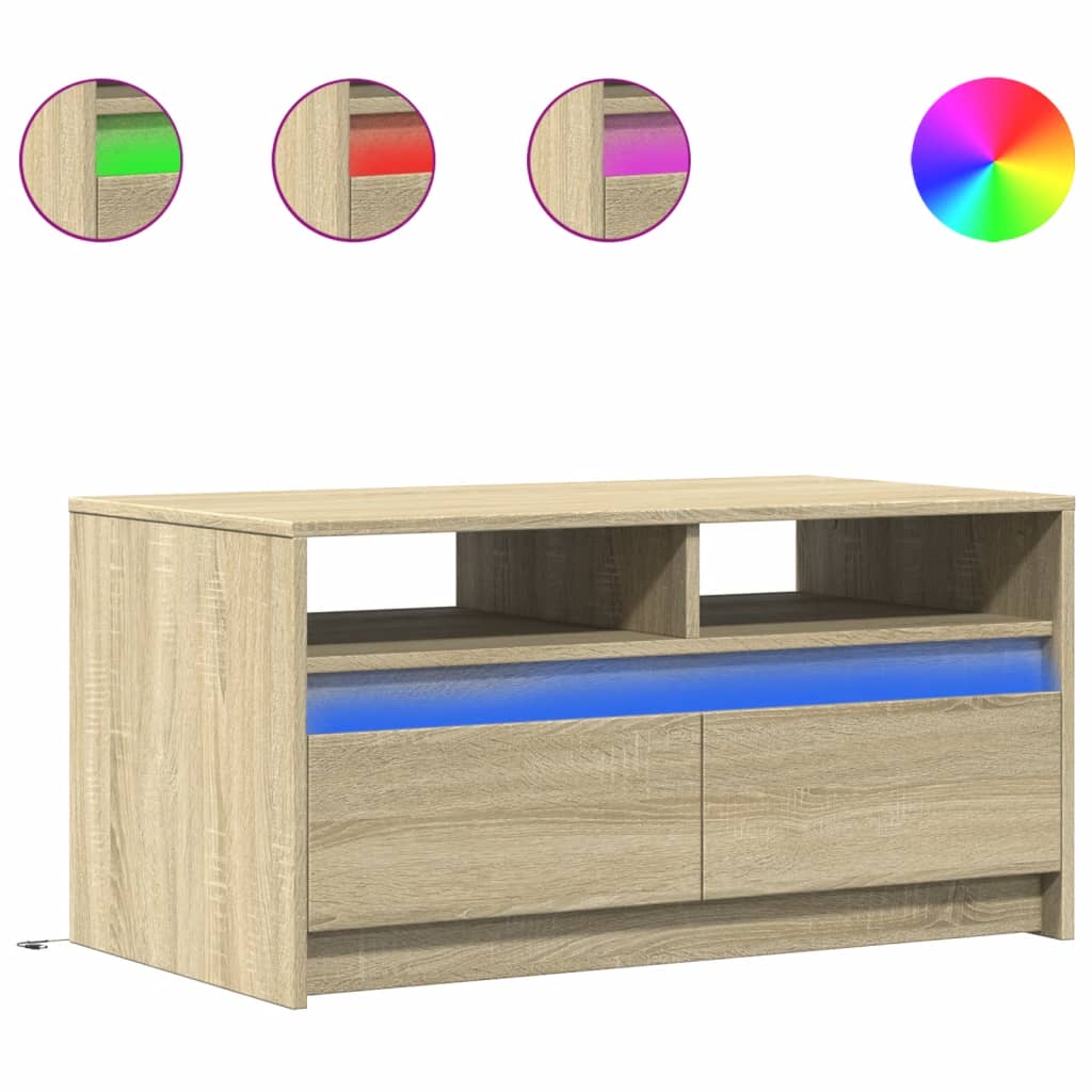 Coffee table with LED lights, sonoma oak, engineered wood