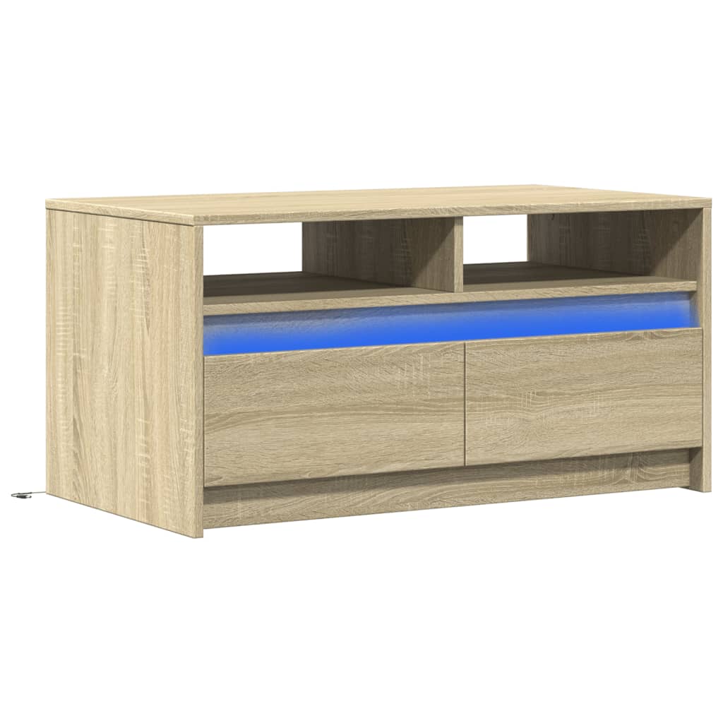 Coffee table with LED lights, sonoma oak, engineered wood