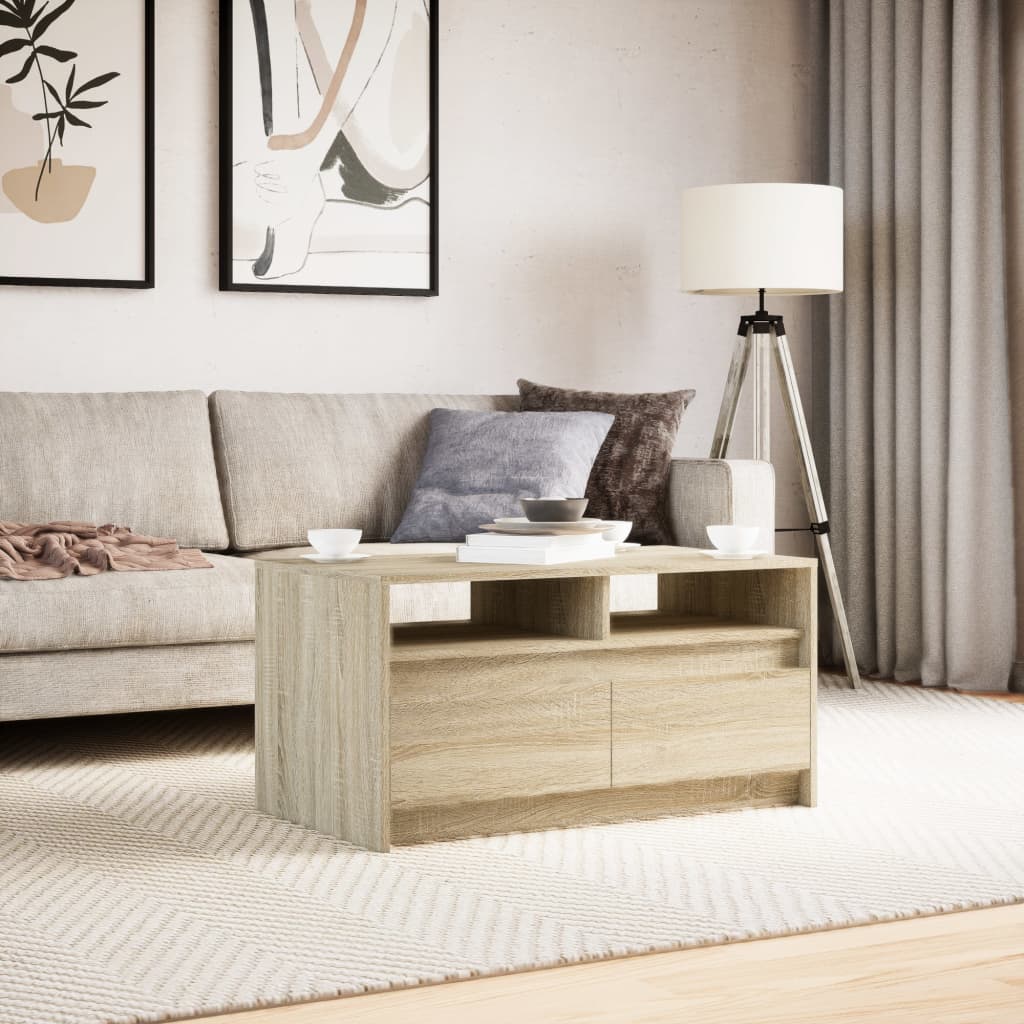 Coffee table with LED lights, sonoma oak, engineered wood