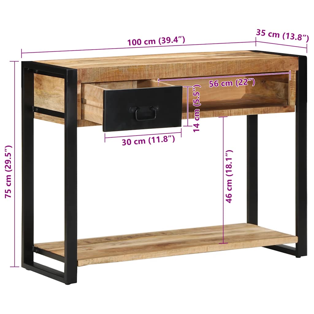 Console 100x35x75 cm solid mango wood