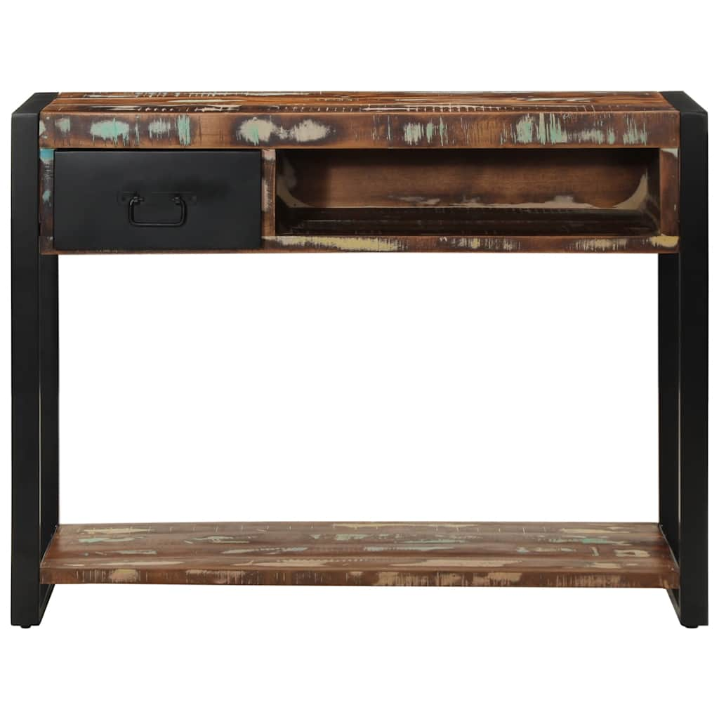 Multicolored console 100x35x75 cm solid reclaimed wood