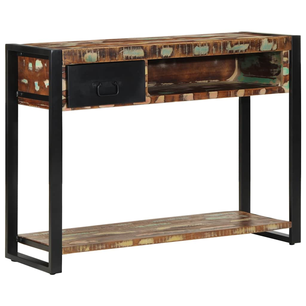 Multicolored console 100x35x75 cm solid reclaimed wood