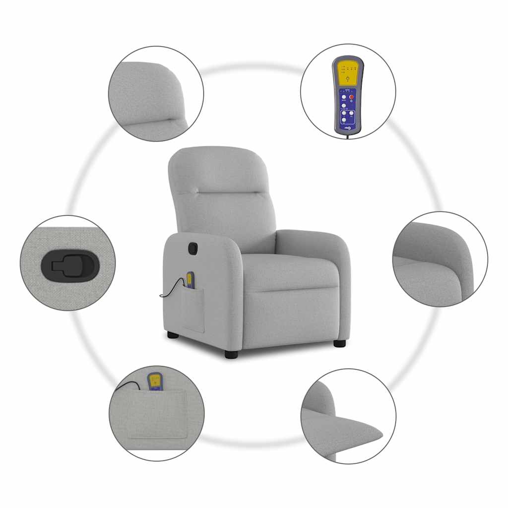 Cloud gray fabric massage chair