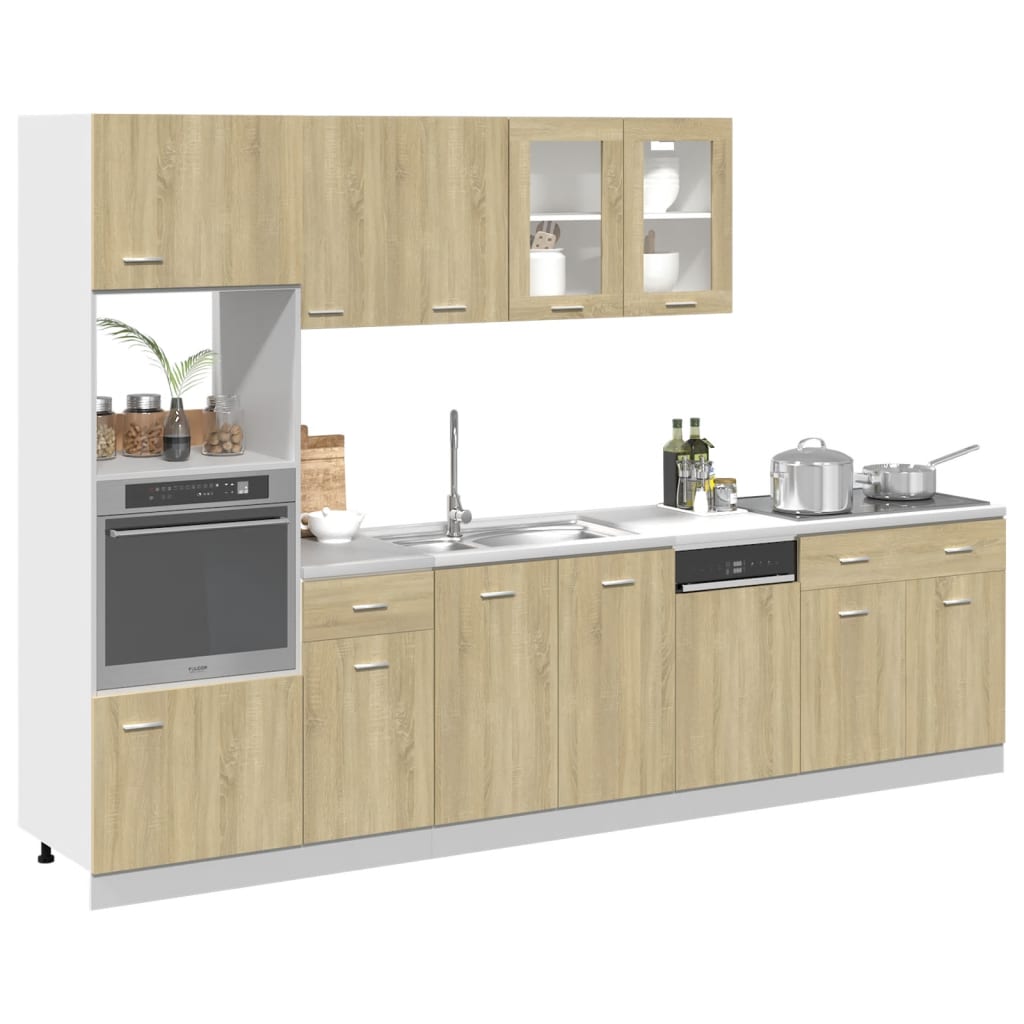 7-piece kitchen cabinet set, sonoma oak, engineered wood