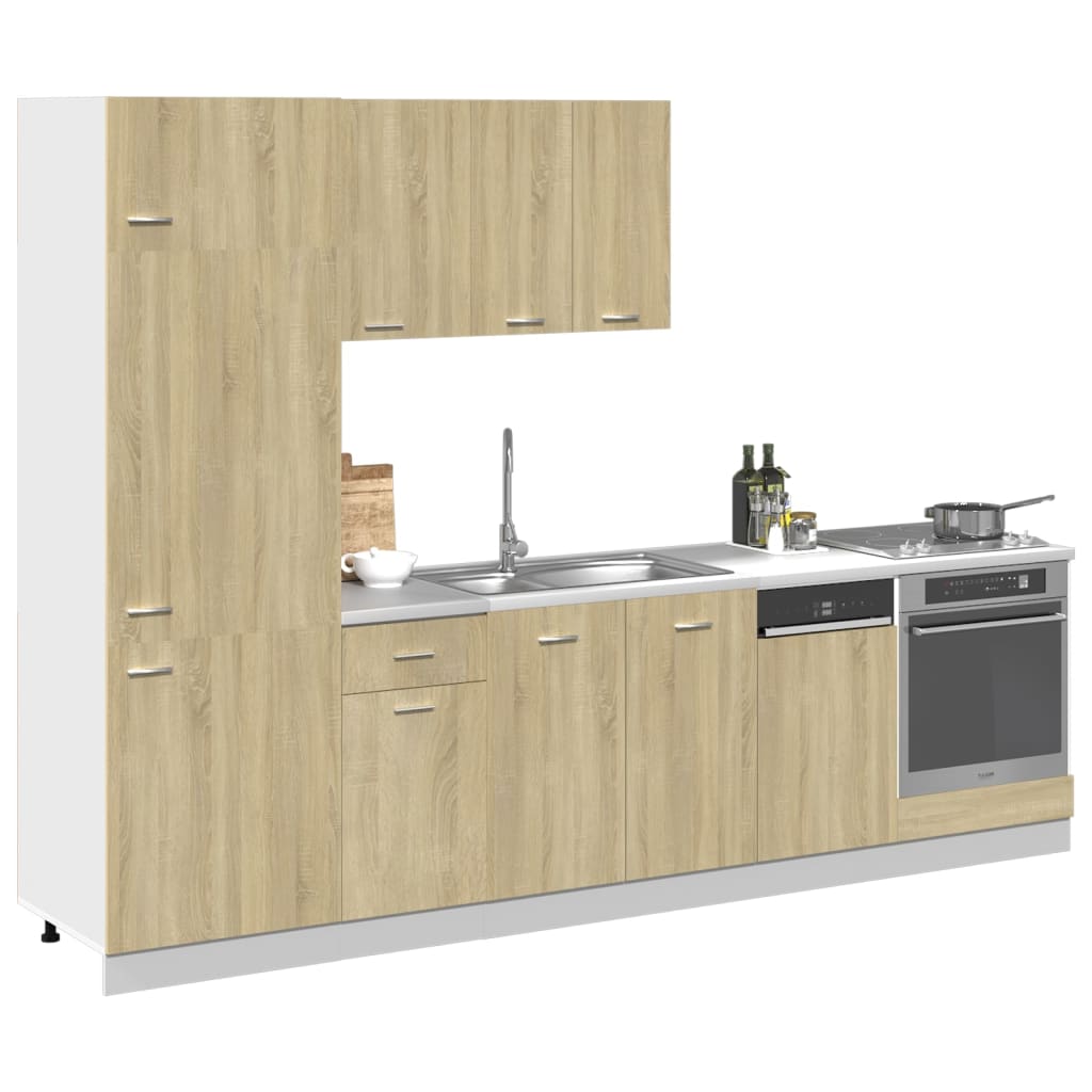 7-piece kitchen cabinet set, sonoma oak, engineered wood