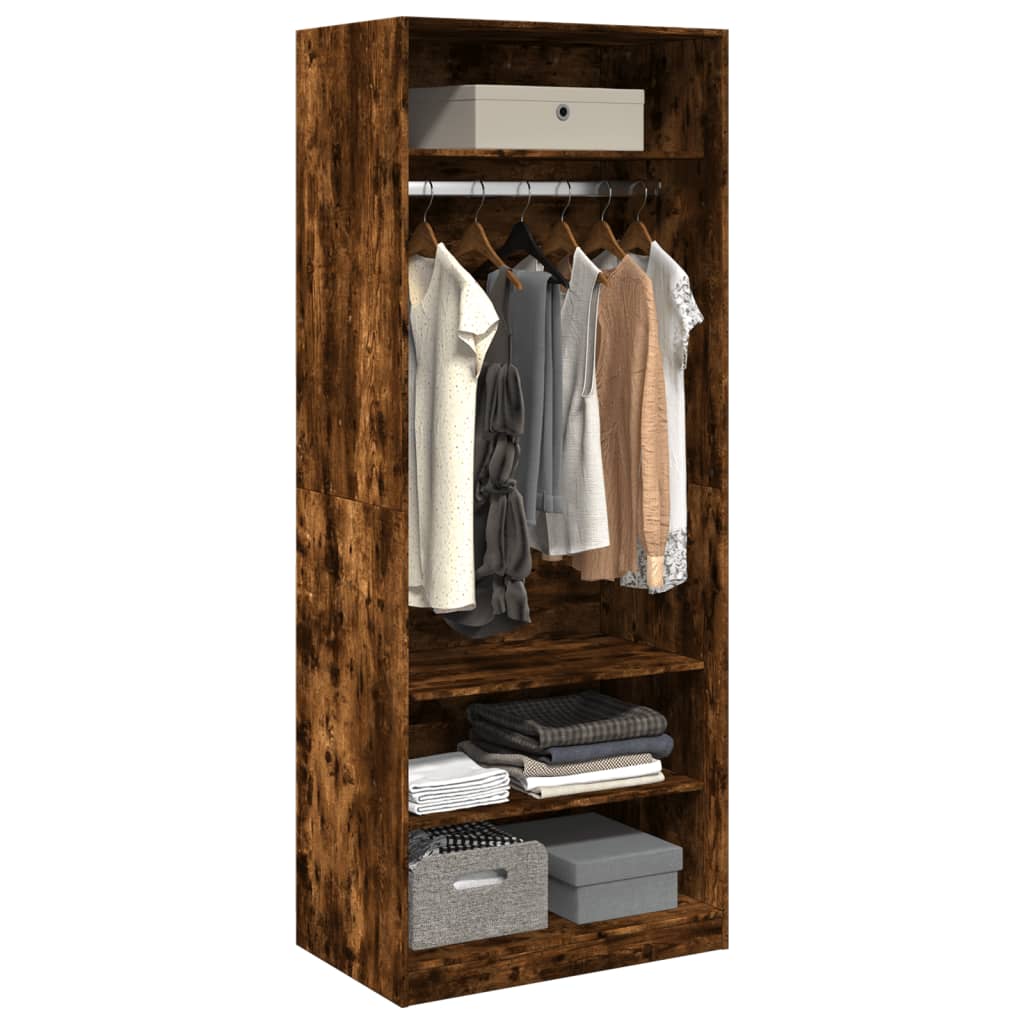 Wardrobe, smoky oak, 80x50x200 cm, processed wood