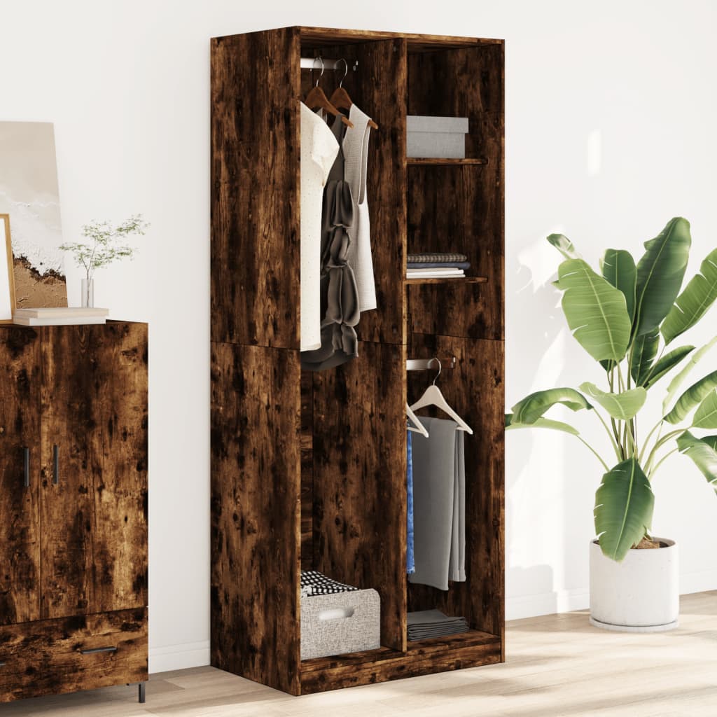 Wardrobe, smoky oak, 80x50x200 cm, processed wood