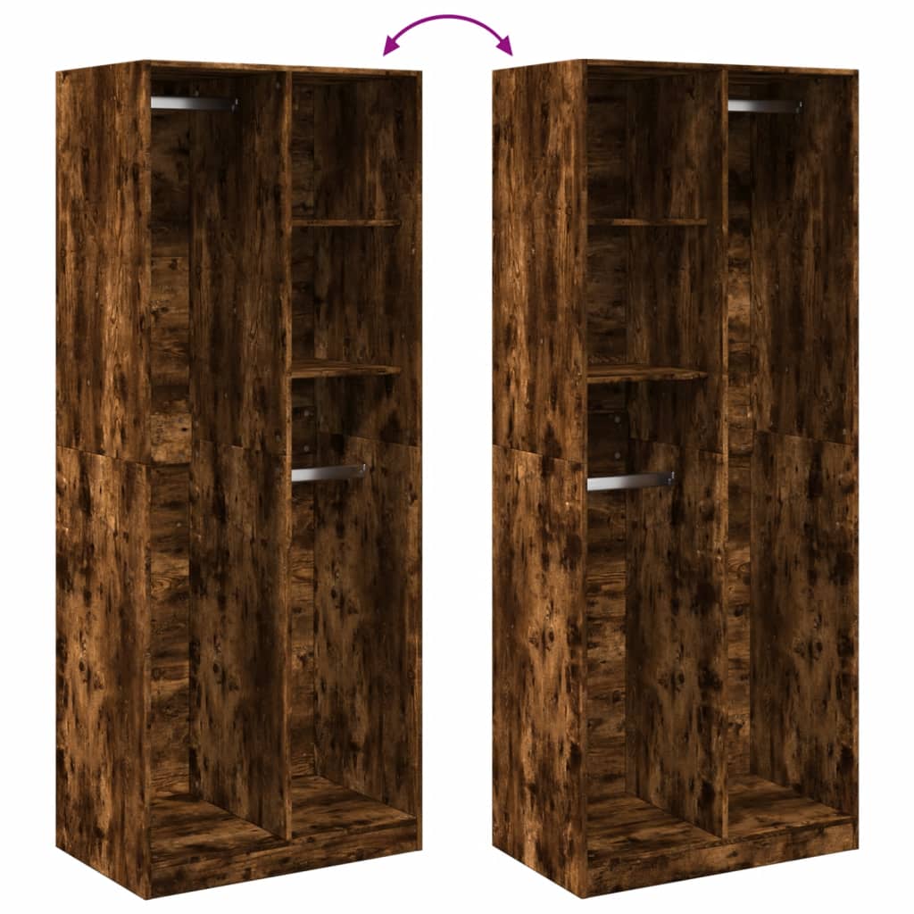 Wardrobe, smoky oak, 80x50x200 cm, processed wood