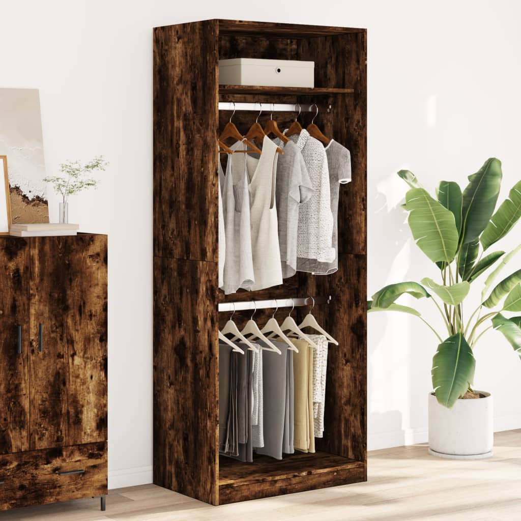 Wardrobe, smoky oak, 80x50x200 cm, processed wood