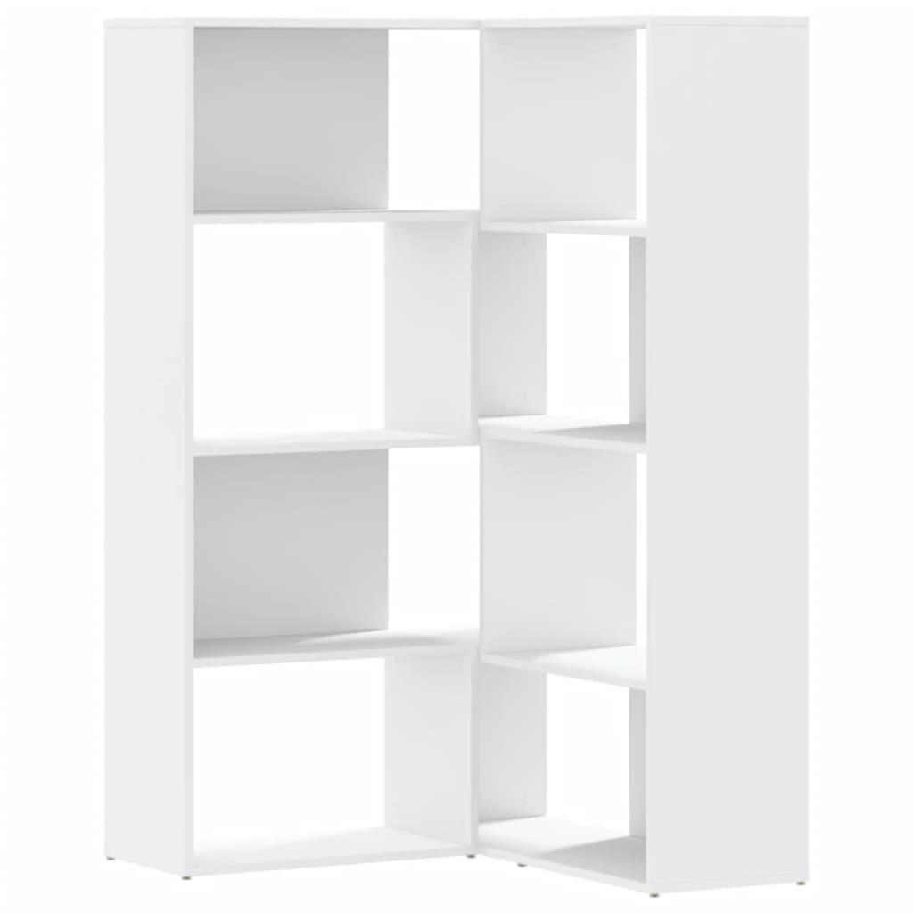 Bibliotecă 4 niveluri, alb, 85x85x140 cm, lemn prelucrat