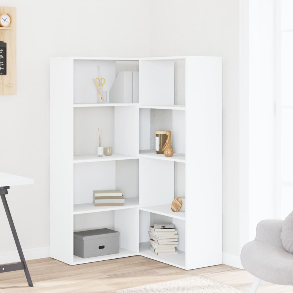 4-tier bookcase, white, 85x85x140 cm, processed wood