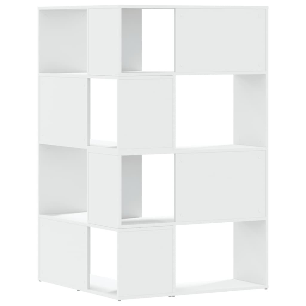 Bibliotecă 4 niveluri, alb, 85x85x140 cm, lemn prelucrat