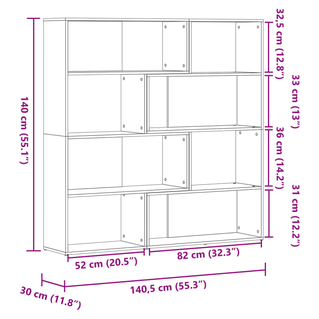 Bibliotecă 4 niveluri, alb, 85x85x140 cm, lemn prelucrat