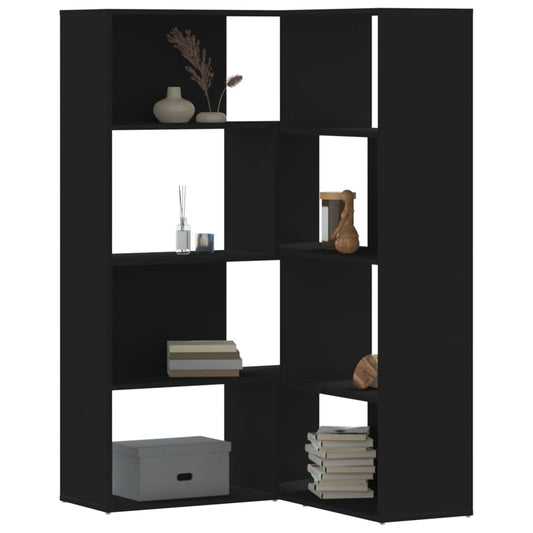 4-tier bookcase, black, 85x85x140 cm, processed wood