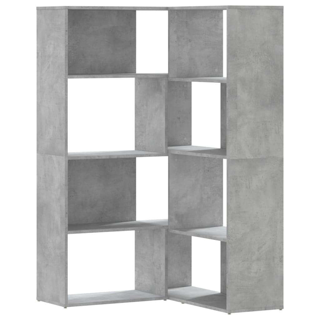 4-tier bookcase concrete gray 85x85x140 cm processed wood