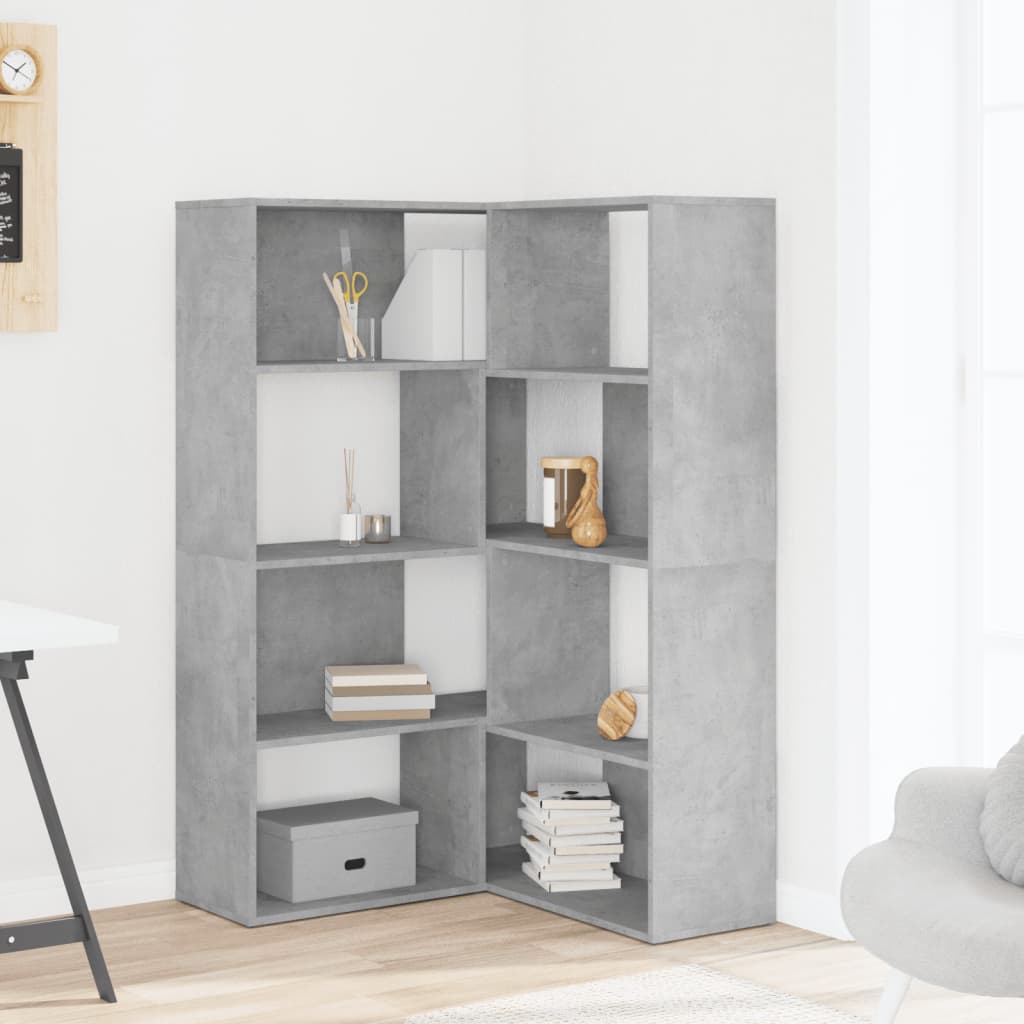 4-tier bookcase concrete gray 85x85x140 cm processed wood