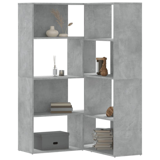 4-tier bookcase concrete gray 85x85x140 cm processed wood