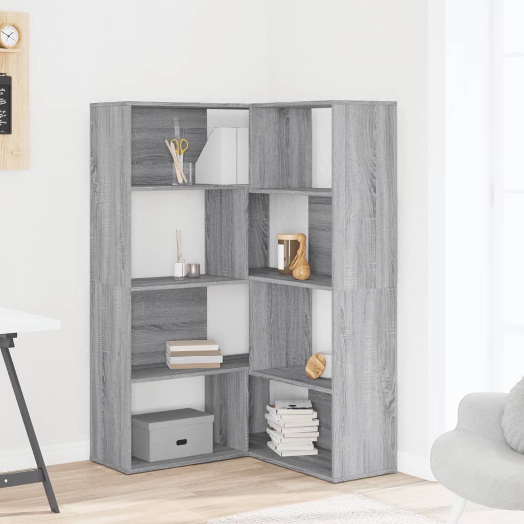 4-tier corner bookcase, sonoma gray, 85x85x140 cm, wood