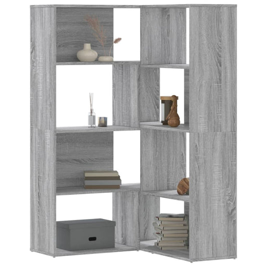 4-tier corner bookcase, sonoma gray, 85x85x140 cm, wood