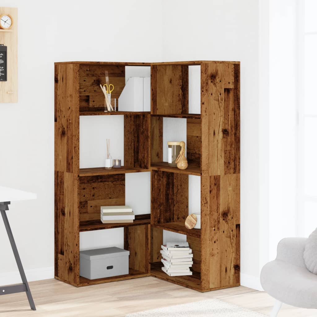 4-tier bookcase, old wood, 85x85x140 cm, processed wood