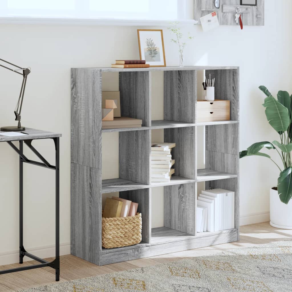 Bookcase, sonoma grey, 102x32x108 cm, engineered wood