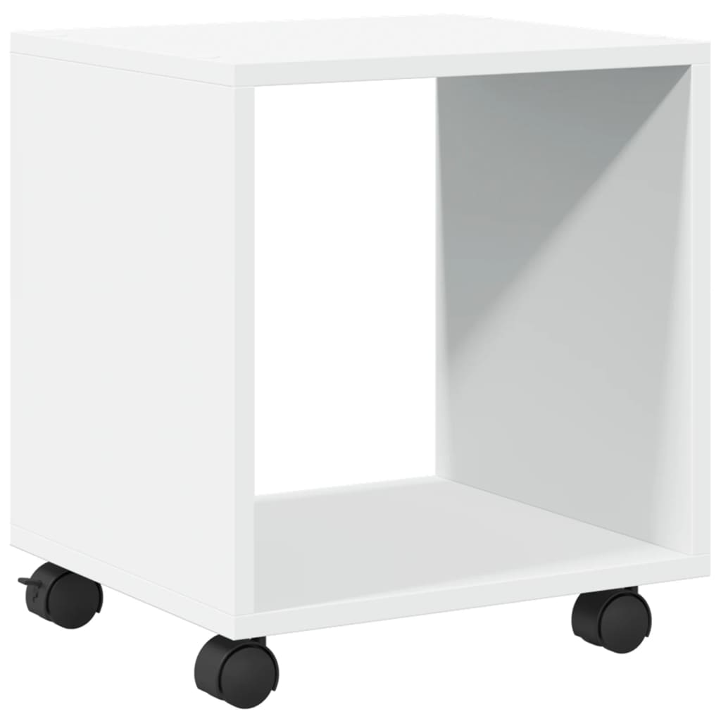 Cabinet with wheels, white, 37x33x42.5 cm, processed wood