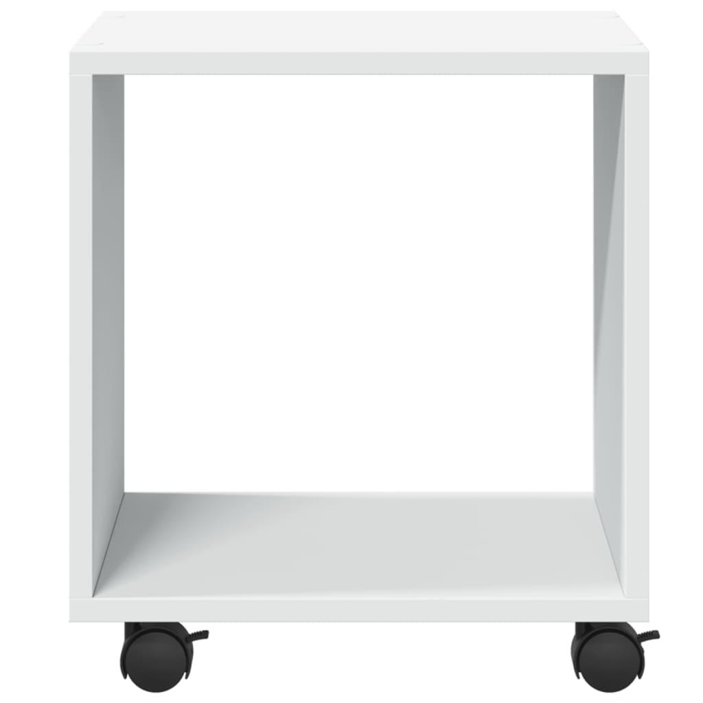 Cabinet with wheels, white, 37x33x42.5 cm, processed wood