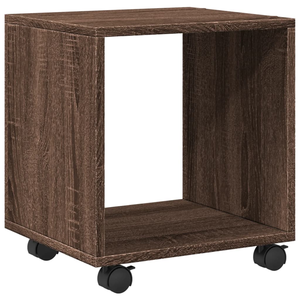 Cabinet with wheels, brown oak, 37x33x42.5 cm, processed wood