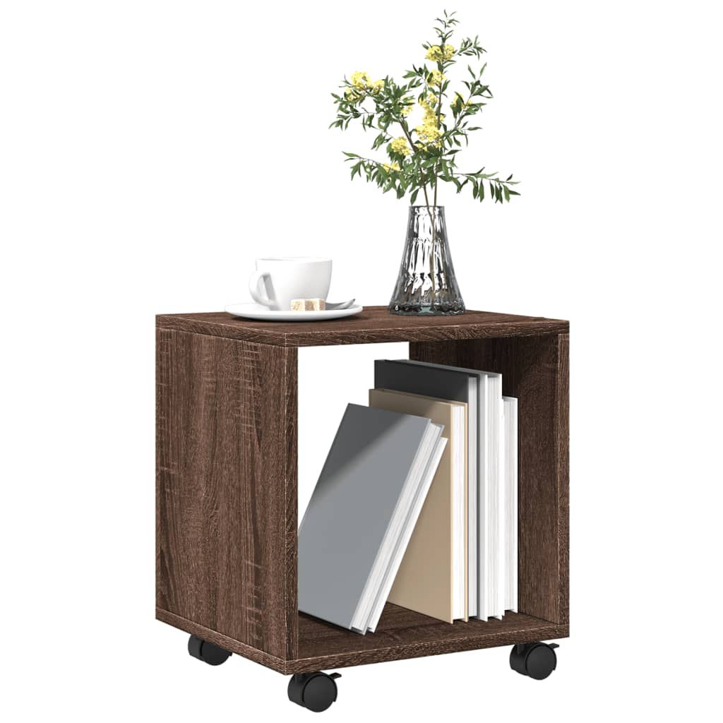 Cabinet with wheels, brown oak, 37x33x42.5 cm, processed wood