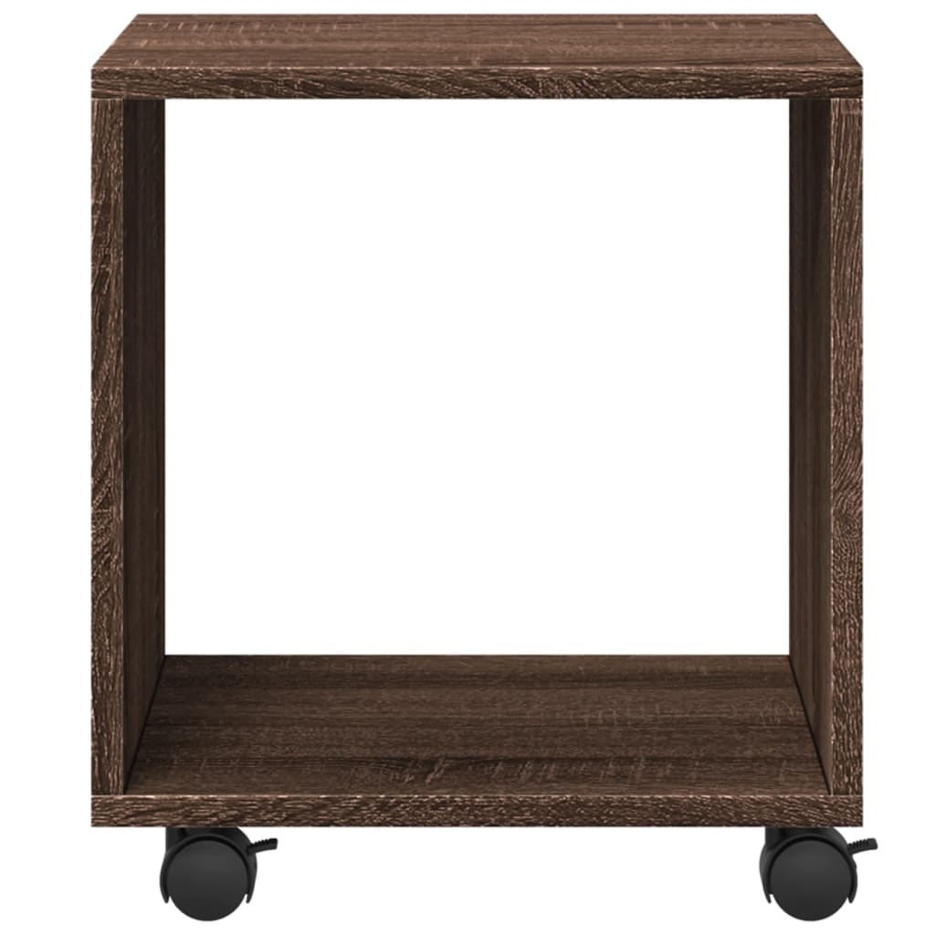 Cabinet with wheels, brown oak, 37x33x42.5 cm, processed wood