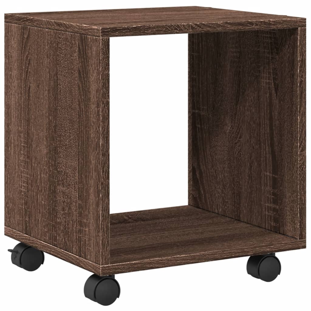 Cabinet with wheels, brown oak, 37x33x42.5 cm, processed wood