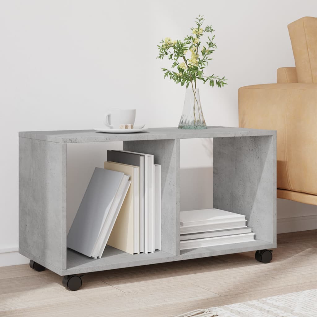 Cabinet with wheels, concrete grey, 72x33x42.5 cm, processed wood