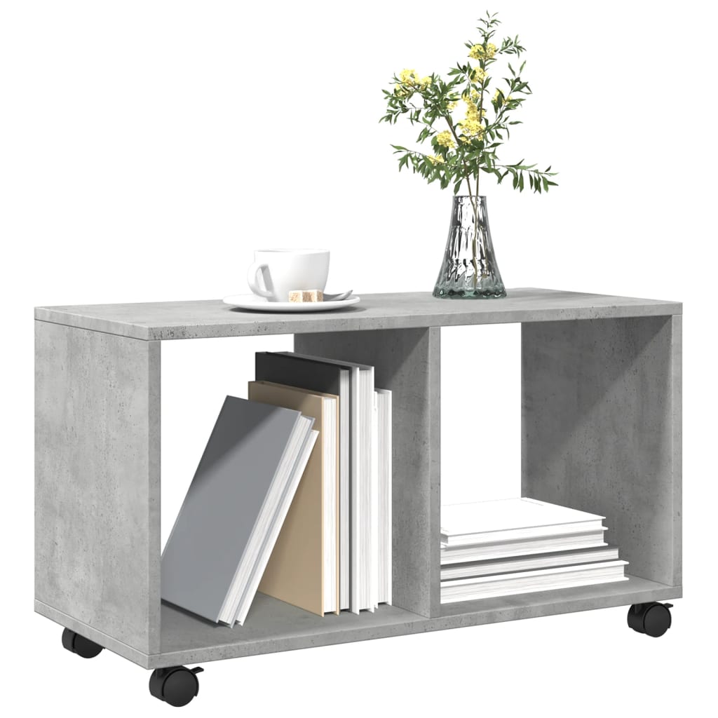 Cabinet with wheels, concrete grey, 72x33x42.5 cm, processed wood