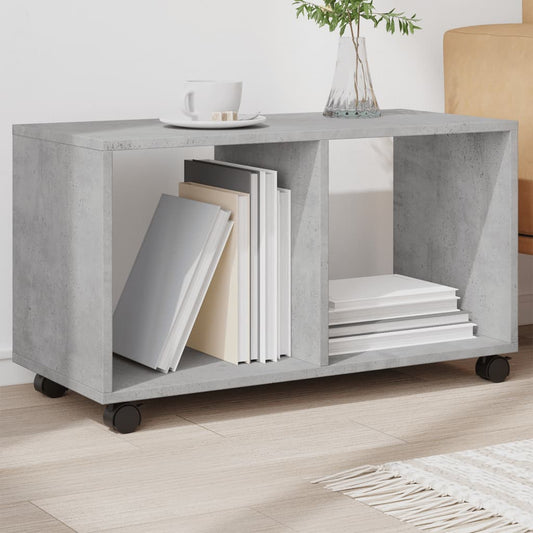 Cabinet with wheels, concrete grey, 72x33x42.5 cm, processed wood