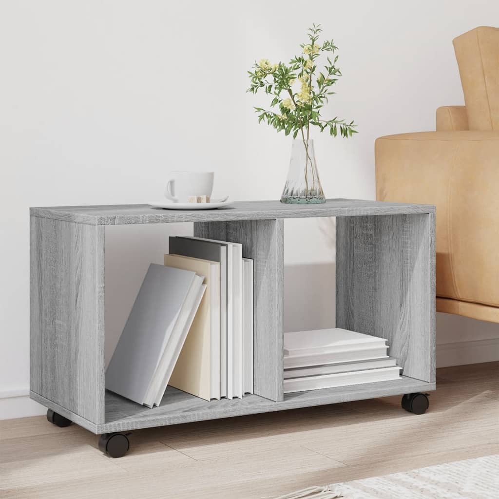 Wardrobe with wheels, sonoma grey, 72x33x42.5 cm, engineered wood