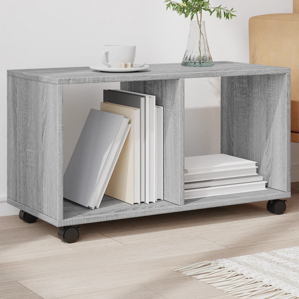 Wardrobe with wheels, sonoma grey, 72x33x42.5 cm, engineered wood