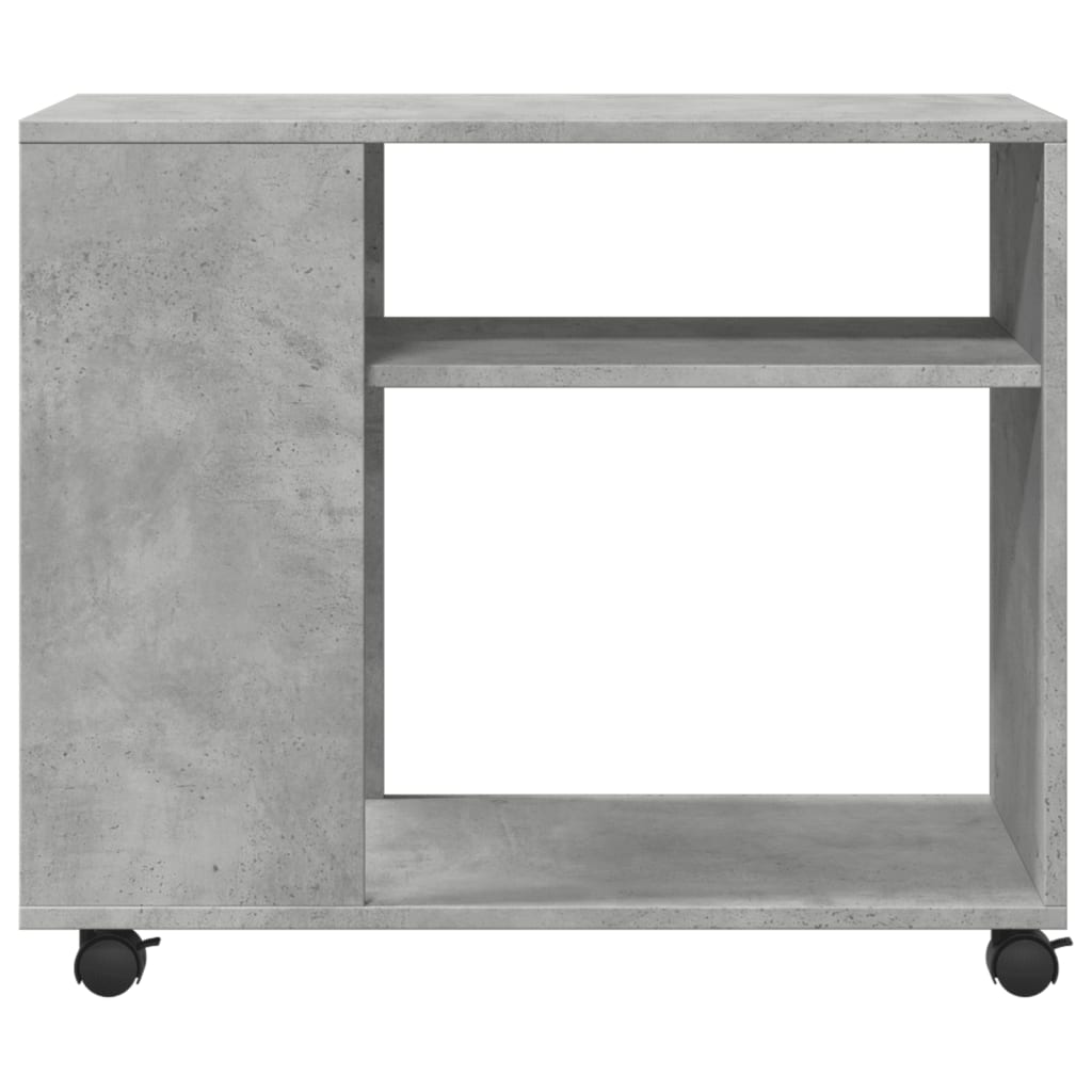 Side table with wheels, concrete grey, 70x35x60 cm, processed wood