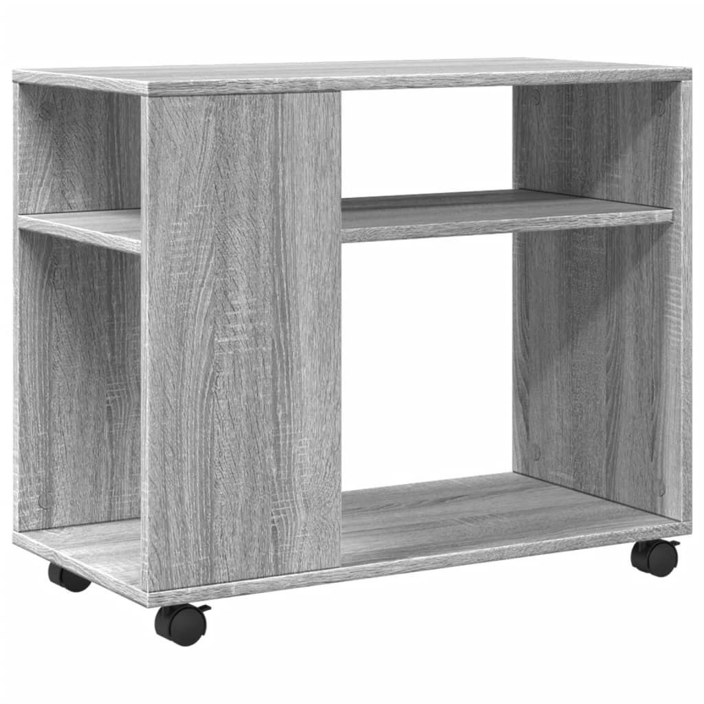 Side table with wheels, sonoma grey 70x35x60 cm engineered wood