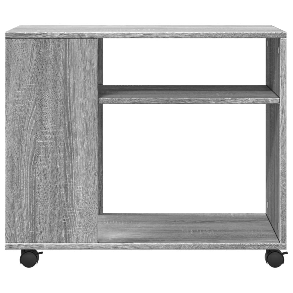 Side table with wheels, sonoma grey 70x35x60 cm engineered wood