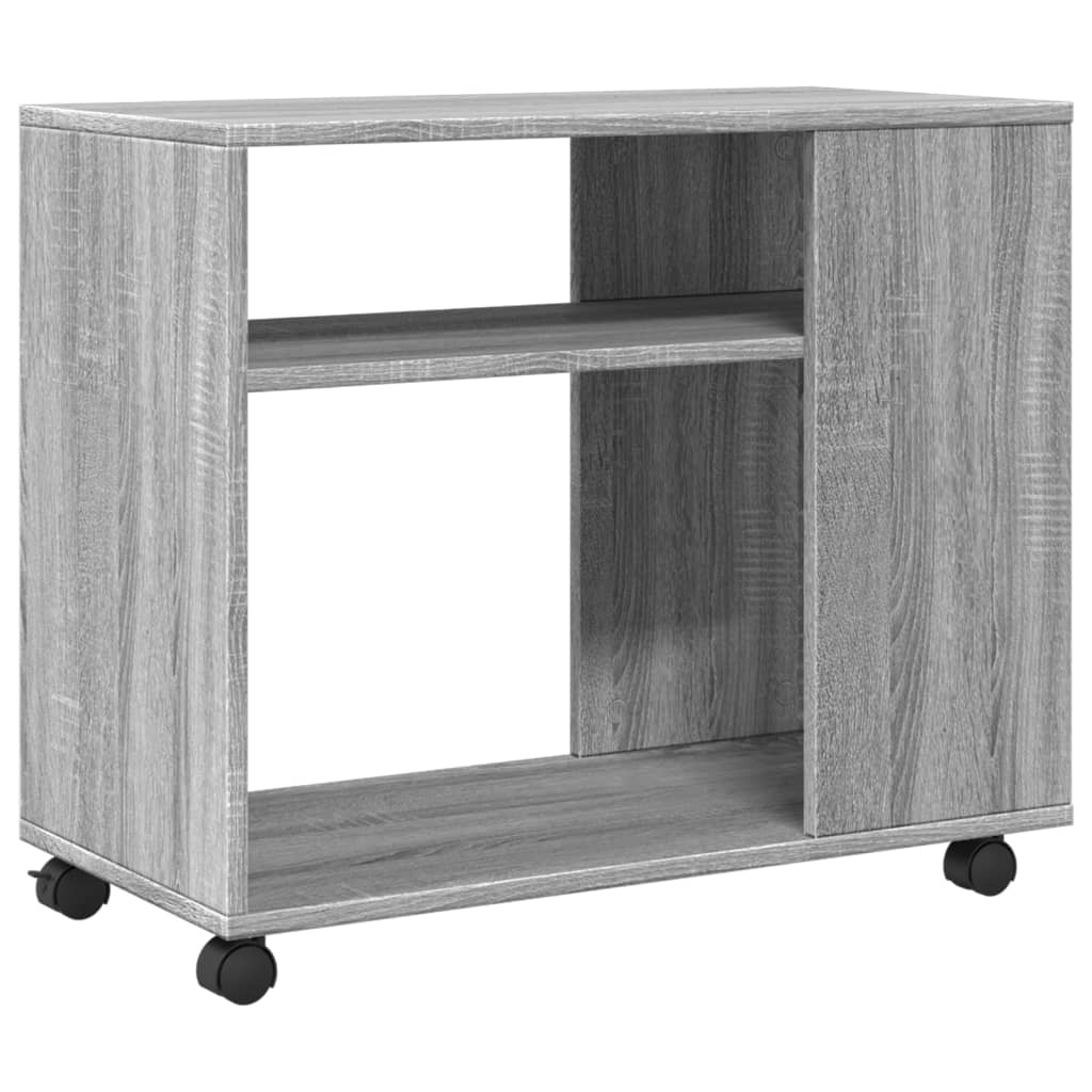 Side table with wheels, sonoma grey 70x35x60 cm engineered wood