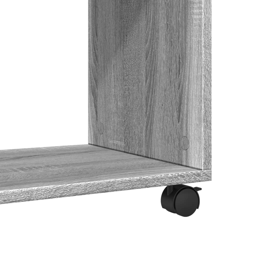 Side table with wheels, sonoma grey 70x35x60 cm engineered wood