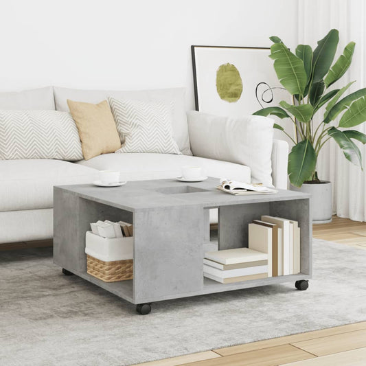 Coffee table, concrete grey, 80x80x40 cm, processed wood