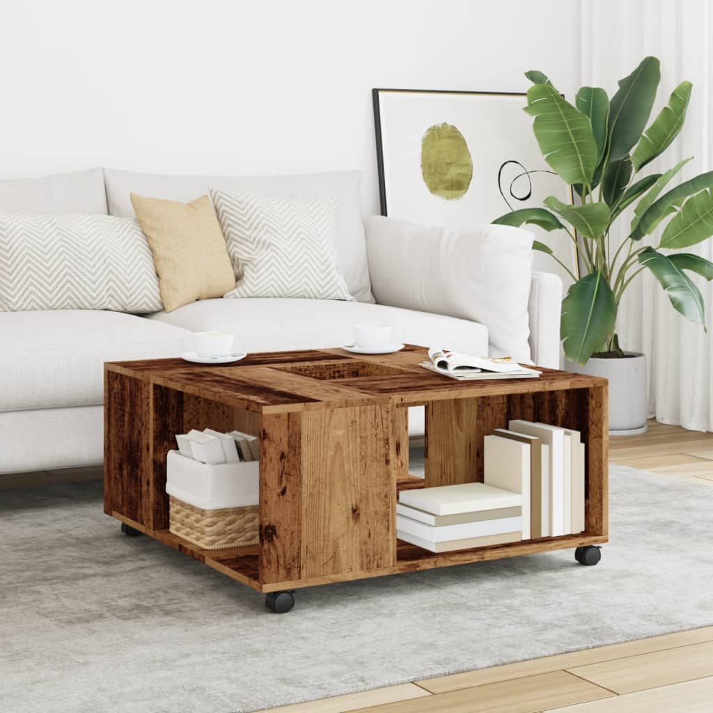 Coffee table, old wood, 80x80x40 cm, processed wood