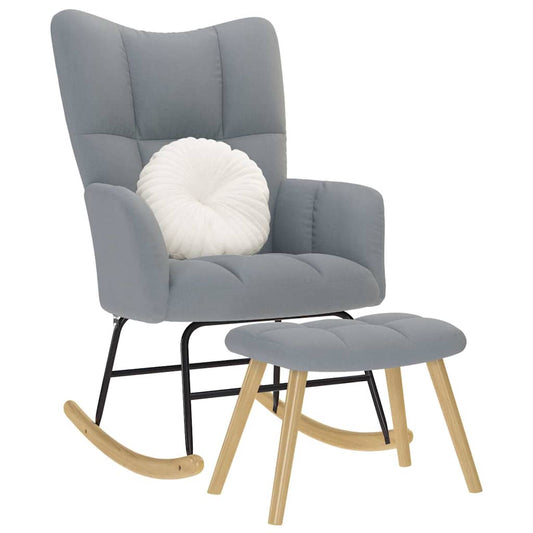 Rocking chair with stool, light gray, textile