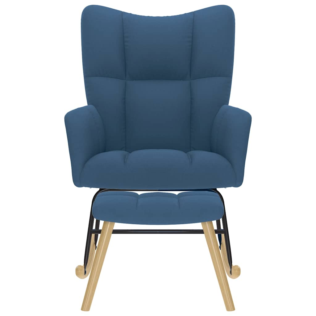 Rocking chair with stool, blue, textile material