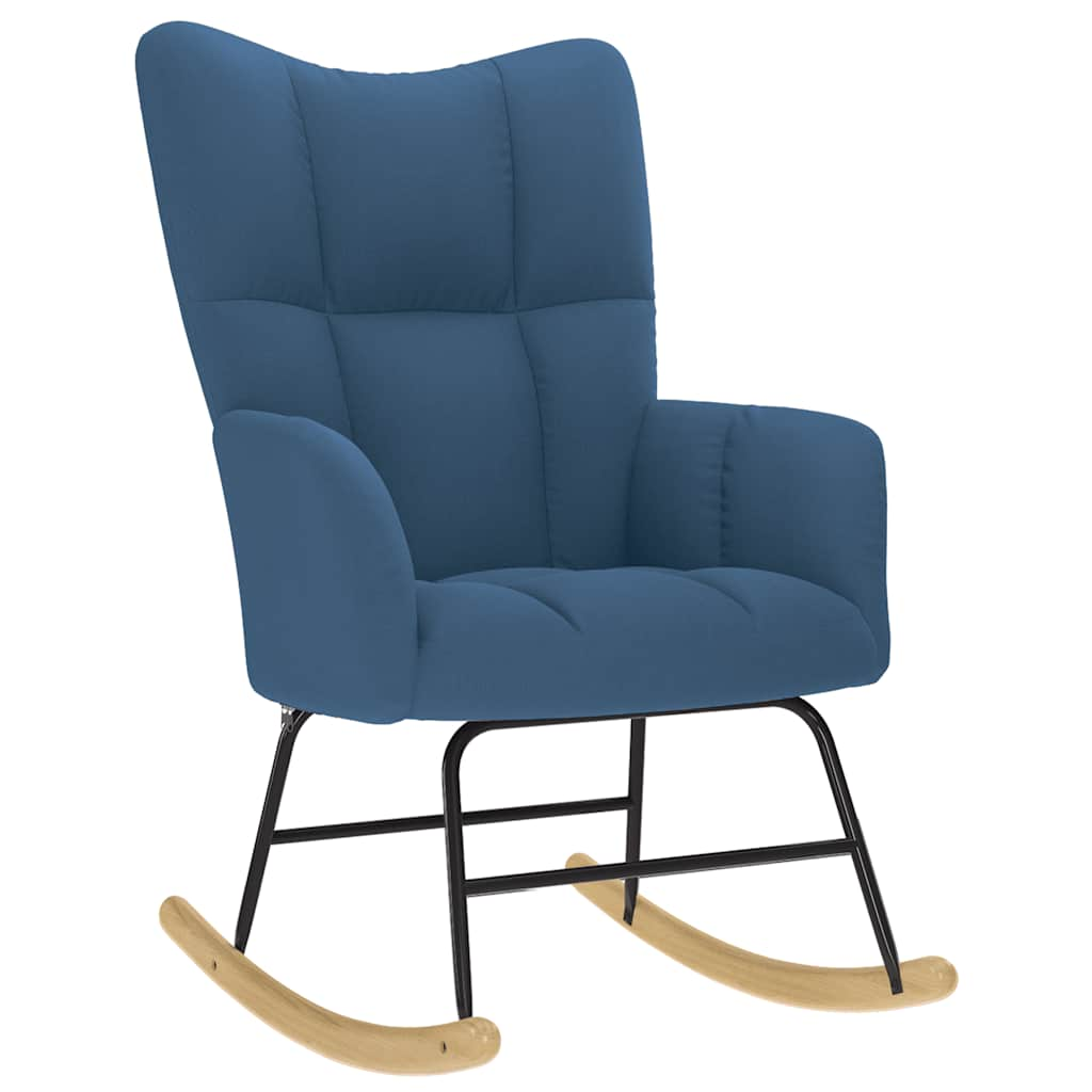 Rocking chair with stool, blue, textile material